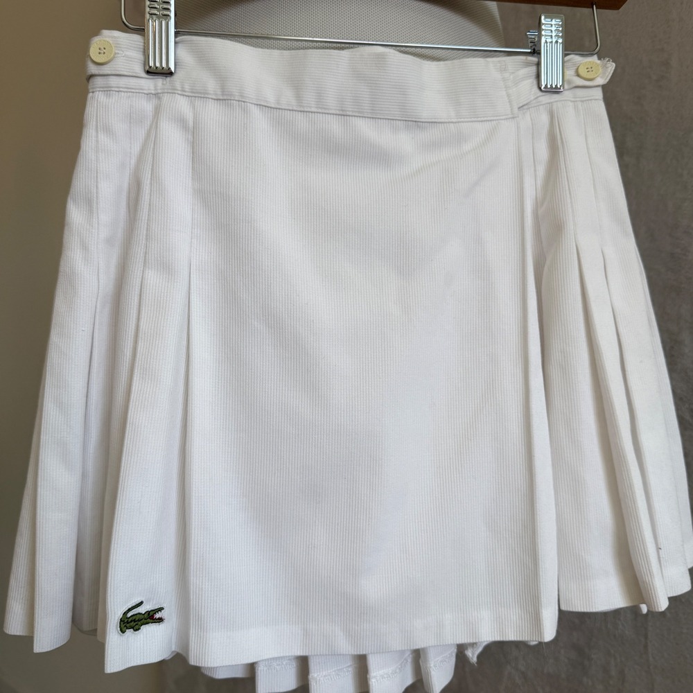 Vintage Chemise Lacoste White Pleated Tennis Mini Skirt Made in France Size 42